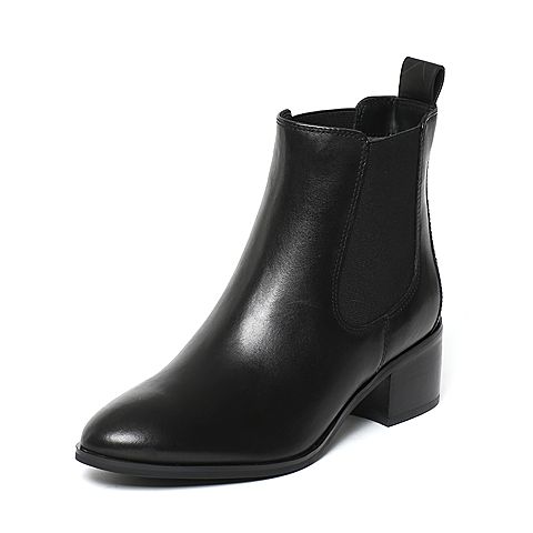 STACCATO/思加图冬季专柜同款黑色牛皮女靴9XY07DD6