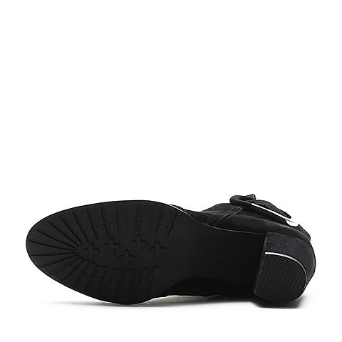STACCATO/思加图冬季专柜同款黑色羊皮女靴9SA17DD6