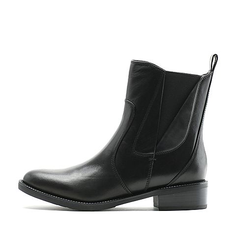 STACCATO/思加图冬季专柜同款黑色牛皮女靴9RA69DD6