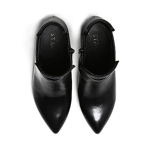 STACCATO/思加图冬季专柜同款黑色牛皮女靴9QV14DD6