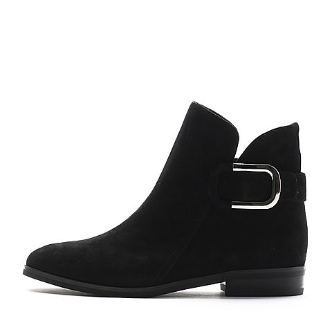 STACCATO/思加图冬季专柜同款黑色羊绒皮单里女皮靴9KH18DD6
