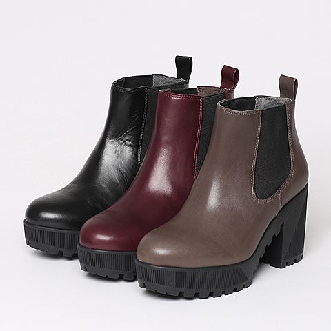 STACCATO/思加图冬季专柜同款黑色牛皮女短靴9D102DD6