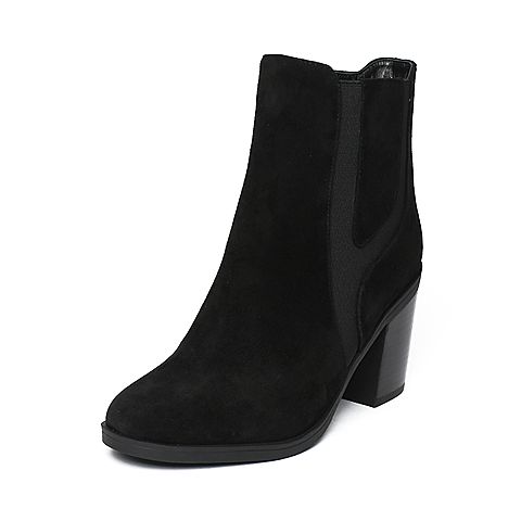 STACCATO/思加图冬季专柜同款黑色羊皮女靴9C902DD6