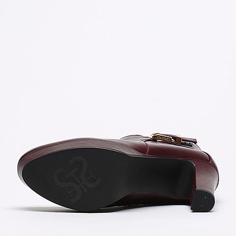 STACCATO/思加图冬季专柜同款浅杏(紫)色牛皮女靴9C703DD6
