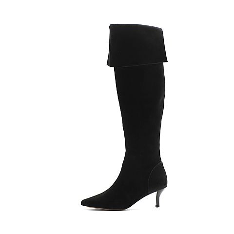 STACCATO/思加图冬季专柜同款黑色羊皮女靴9XV04DC6