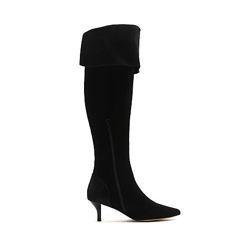 STACCATO/思加图冬季专柜同款黑色羊皮女靴9XV04DC6