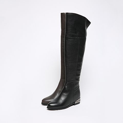 STACCATO/思加图冬季专柜同款黑色牛皮女靴9C503DC6