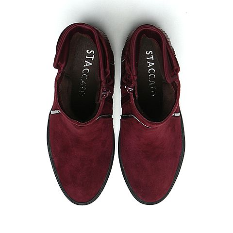 STACCATO/思加图冬季专柜同款酒红色羊皮女靴9YB06DS6