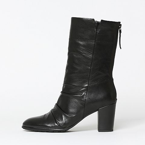 STACCATO/思加图冬季专柜同款黑色绵羊皮革女皮靴9SA16DZ6