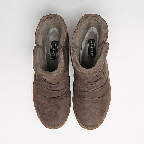 STACCATO/思加图冬季专柜同款灰色羊皮女靴9D202DZ6