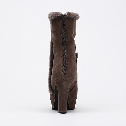 STACCATO/思加图冬季专柜同款灰色羊皮女靴9C704DZ6