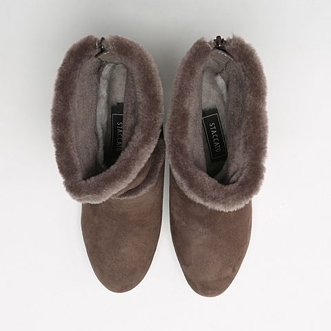 STACCATO/思加图冬季专柜同款灰色羊皮女靴9C704DZ6