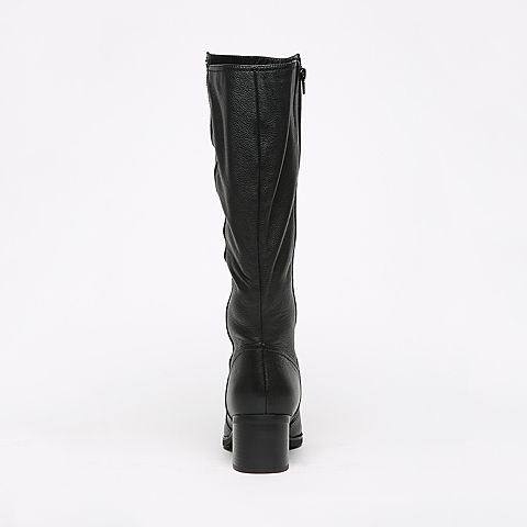 STACCATO/思加图冬季专柜同款黑色牛皮女长靴(半绒半毛)9SF11DG6