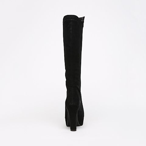 STACCATO/思加图冬季专柜同款黑色羊皮女靴9C702DG6