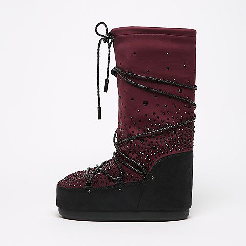 STACCATO/思加图冬季专柜同款红紫/黑色弹力布女靴9C202DG6