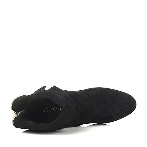 STACCATO/思加图冬季专柜同款黑色羊绒皮女皮靴9KH16DZ6