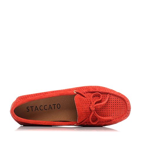 STACCATO/思加图春季专柜同款橙色羊绒皮女单鞋F9101AM6