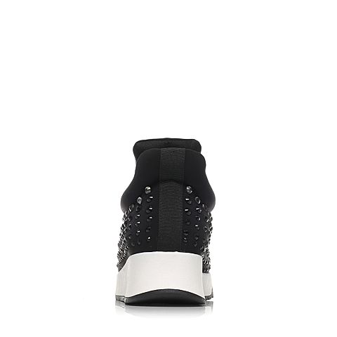 STACCATO/思加图春季专柜同款浅黑色弹力布女单鞋C9101AM6
