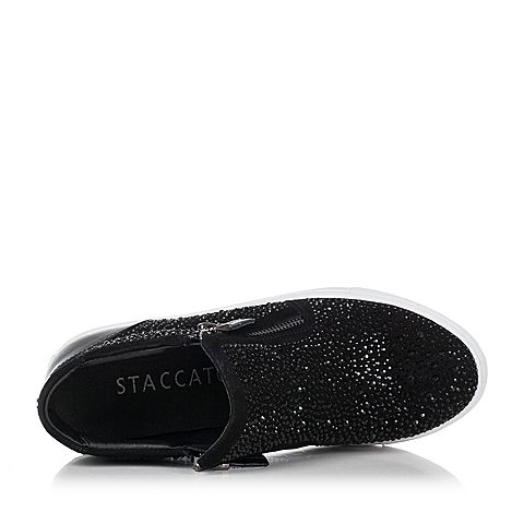 STACCATO/思加图秋季专柜同款黑色水钻女皮休闲满帮鞋G6101CM6