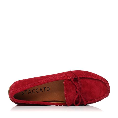 STACCATO/思加图秋季专柜同款深红色羊绒皮休闲女单鞋H3101CM6