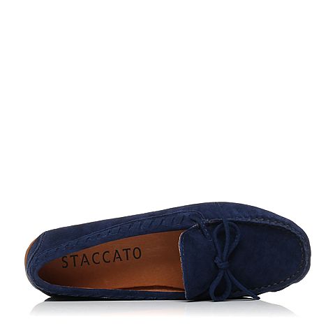 STACCATO/思加图秋季专柜同款深蓝色羊绒皮休闲女单鞋H3101CM6