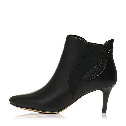 STACCATO/思加图冬季专柜同款黑色打蜡胎牛皮绒里女皮靴9A902DD6