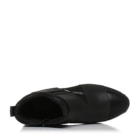 STACCATO/思加图冬季专柜同款黑色布面绒里休闲女短靴9JX06DD6