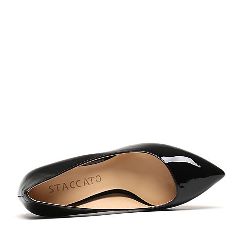 STACCATO/思加图春季专柜同款黑色牛皮女单鞋EY274AQ7