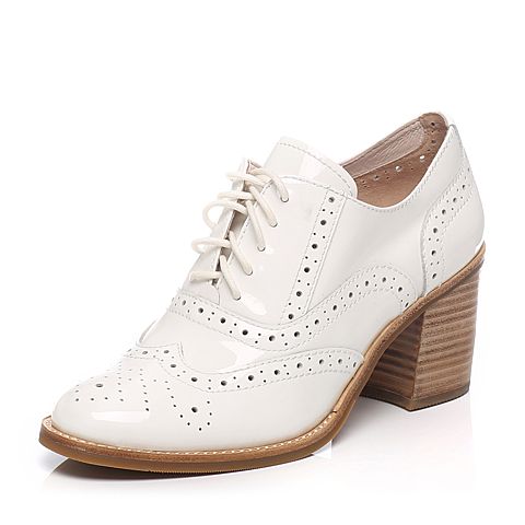 STACCATO/思加图春季专柜同款白色漆皮胎牛皮女单鞋9XA13AM7