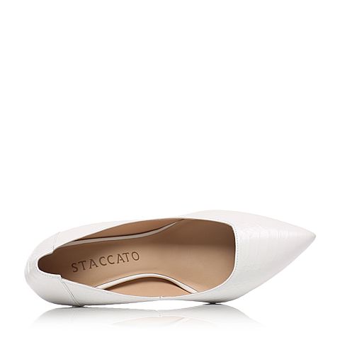 STACCATO/思加图春季专柜同款白色牛皮女单鞋9UE35AQ7