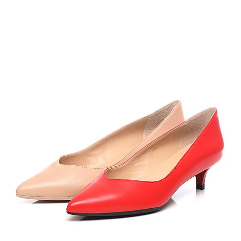 STACCATO/思加图春季专柜同款红色羊皮女单鞋9UK18AQ7