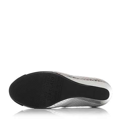 STACCATO/思加图春季专柜同款银/黑色羊绒皮革女皮鞋R973DAQ7