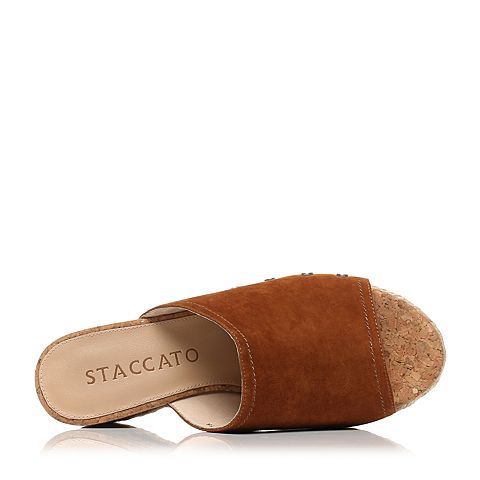STACCATO/思加图夏季专柜同款羊绒皮女皮凉拖鞋9F603BT7