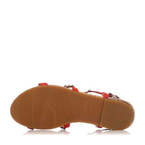 STACCATO/思加图夏季专柜同款牛皮时尚铆钉纯色女凉鞋9JH10BL7