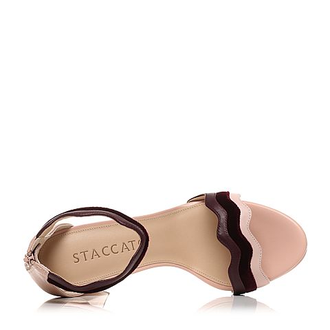 STACCATO/思加图夏季专柜同款撞色拼接女皮凉鞋9JU06BL7