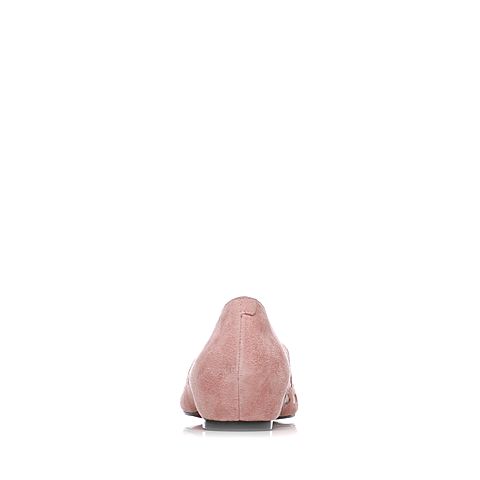 STACCATO/思加图2017春季专柜同款粉色尖头浅口镂空羊绒皮革低跟女单鞋J2101AQ7