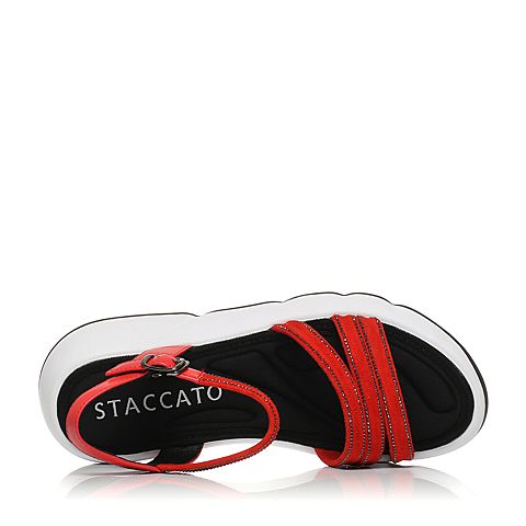 STACCATO/思加图夏季专柜同款橙色女厚底皮凉鞋K2101BL7