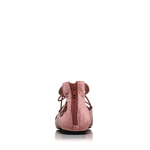 STACCATO/思加图秋季专柜同款粉色毛绒布绑带女皮鞋9UG33CQ7