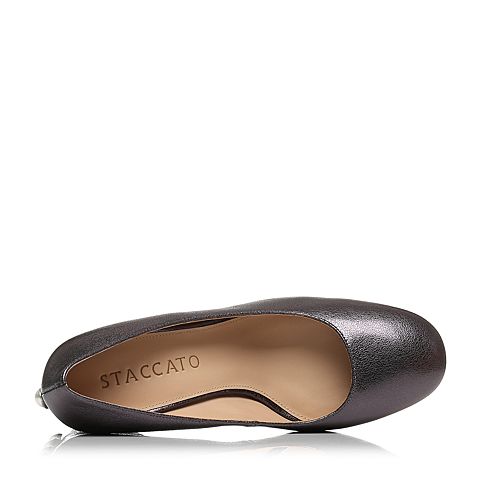 STACCATO/思加图秋季专柜同款深灰色牛皮女皮浅口鞋9I104CQ7