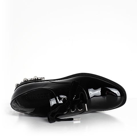 STACCATO/思加图秋季专柜同款黑色漆皮牛皮休闲女皮鞋9RA89CM7