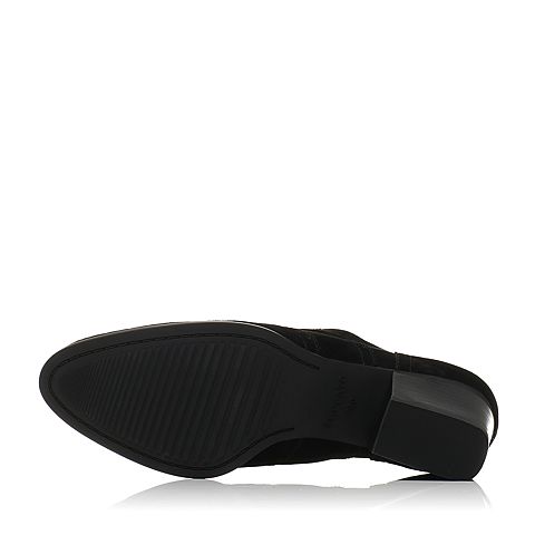 STACCATO/思加图秋季专柜同款黑色绒面羊皮系带女皮鞋9H303CM7