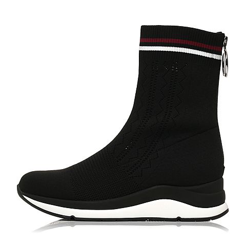 STACCATO/思加图冬季专柜同款黑色编织帮面女靴袜靴9H803DZ7