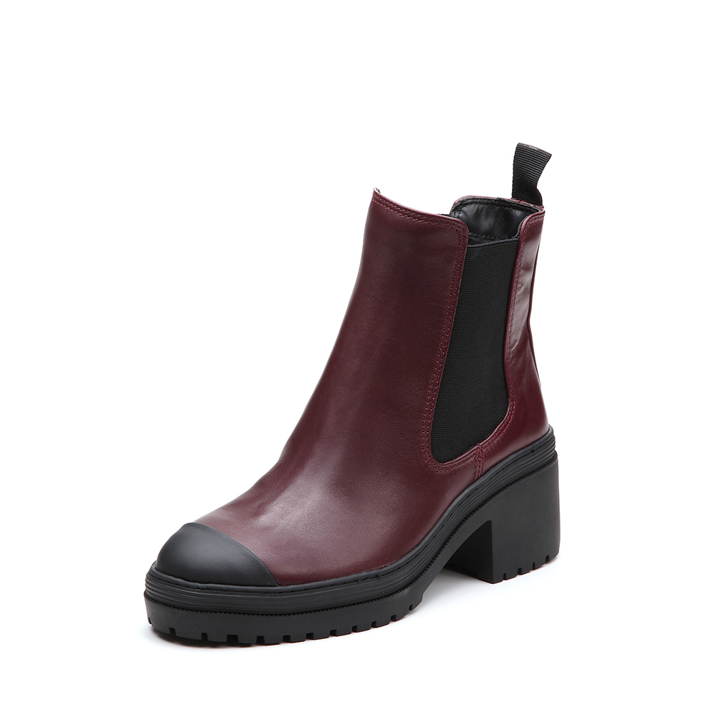 STACCATO/思加图冬季专柜同款深紫色牛皮绒里女皮靴9K103DD7