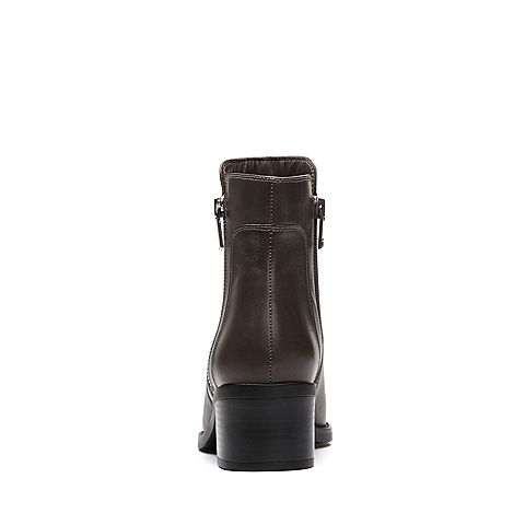STACCATO/思加图冬季专柜同款深灰色小牛皮短筒女皮靴9I509DD7