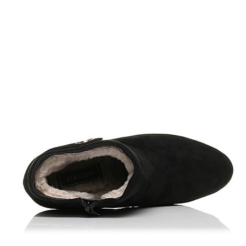 STACCATO/思加图冬季专柜同款黑色羊绒皮毛里女皮靴9C710DD7