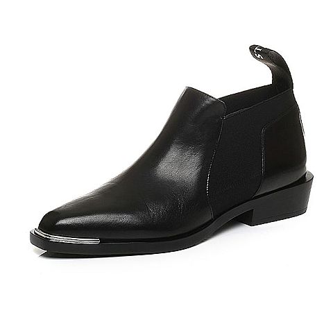 STACCATO/思加图冬季专柜同款黑色打蜡胎牛皮女皮鞋靴9I701DM7