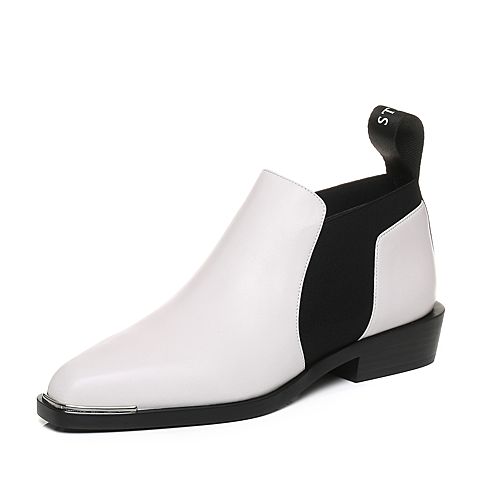 STACCATO/思加图冬季专柜同款白色打蜡胎牛皮女皮靴9I701DM7