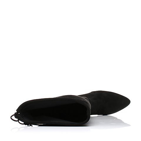 STACCATO/思加图冬季专柜同款黑色羊绒皮长筒女皮靴9H107DC7