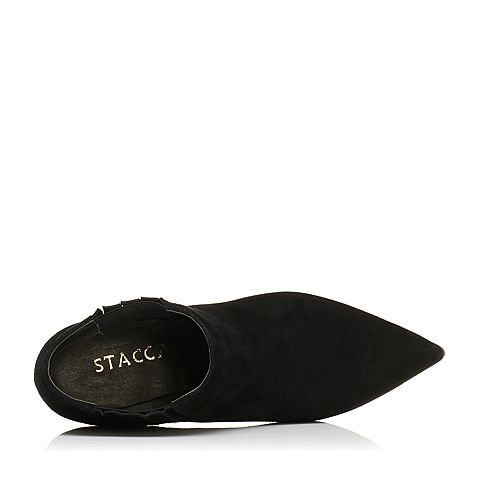 STACCATO/思加图冬季专柜同款黑色羊绒皮短筒女皮靴9J102DD7
