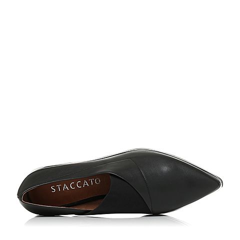 STACCATO/思加图秋季专柜同款黑色牛皮满帮女皮鞋M9101CM7
